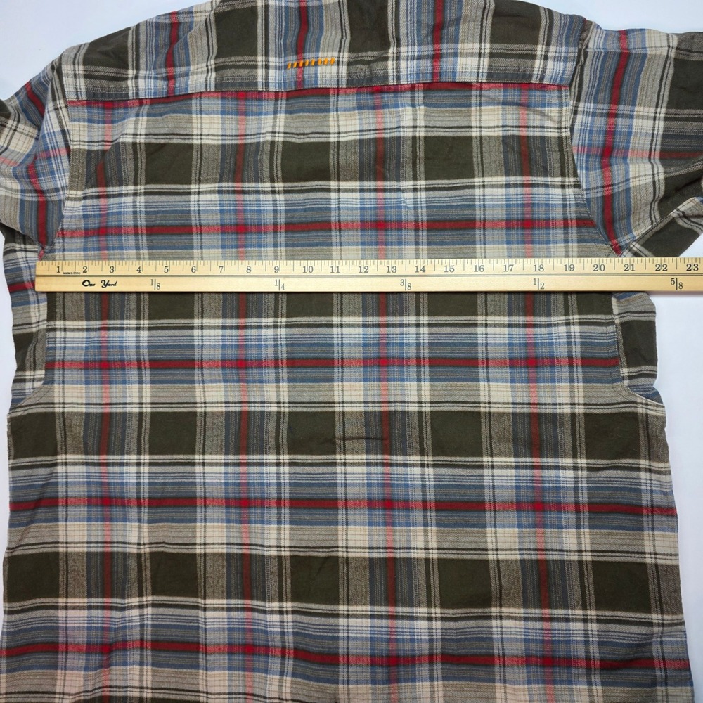Ariat Rebar Mens Medium Plaid Flannel Work Shirt Olive Red Blue Button Down - Picture 8 of 10